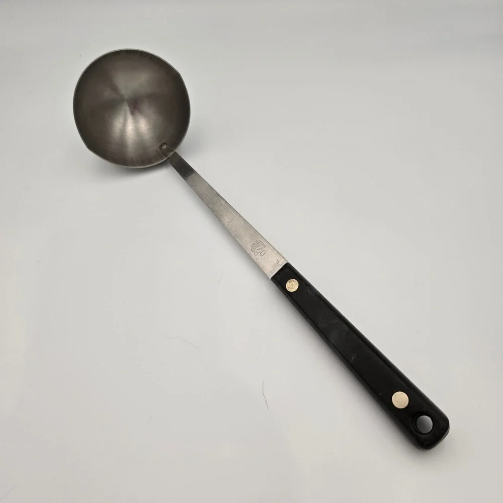 Ekco Vintage Soup Ladle Stainless Vanadium Black Riveted Handle USA 12 Inch